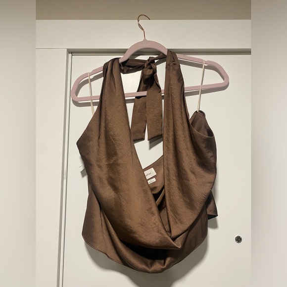 Wilfred Martini Satin Top in Cocoa Bean ☕️🍸 - Picture 1 of 7